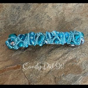 NWT Handmade Light Blue Beaded Hair Barrett